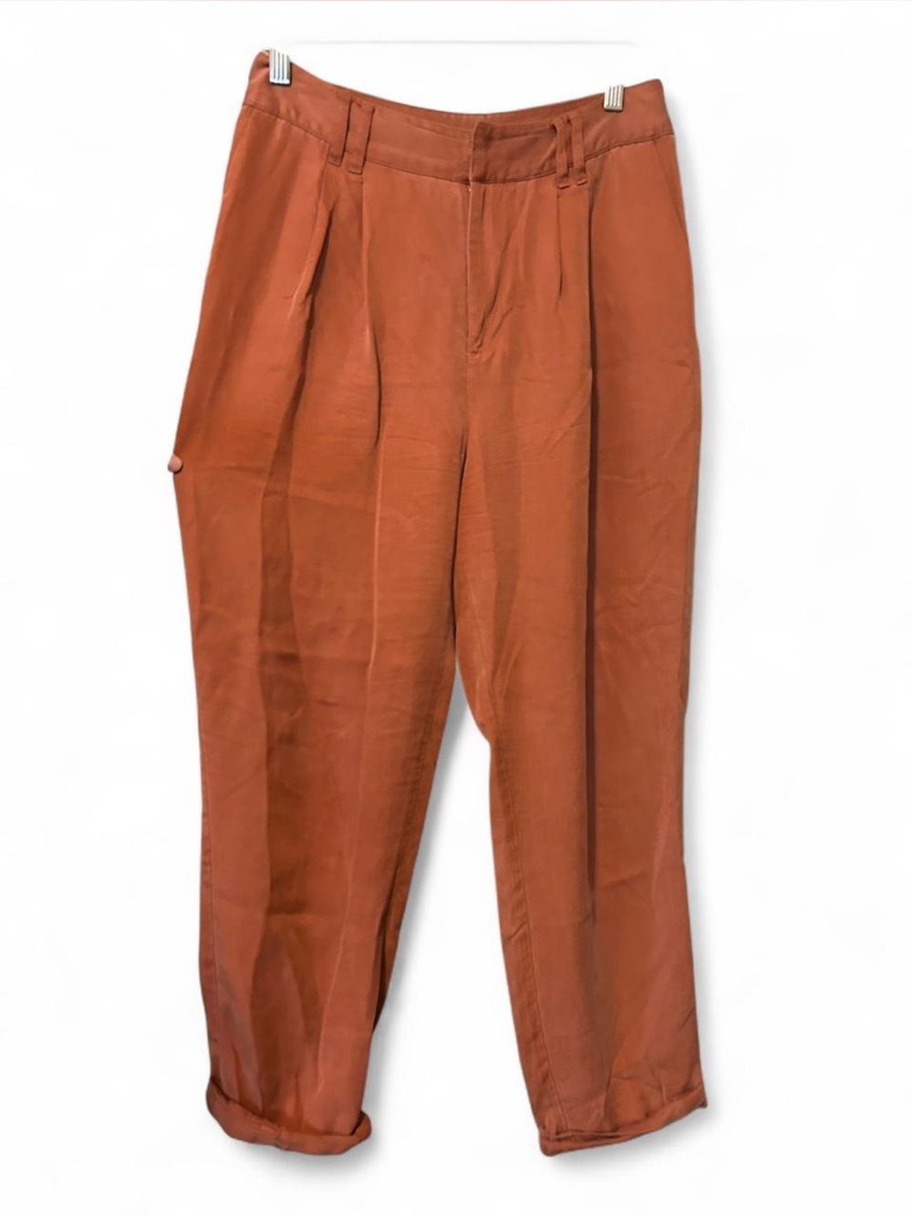 Bar III Cropped Pleated Trousers - Burnt Orange